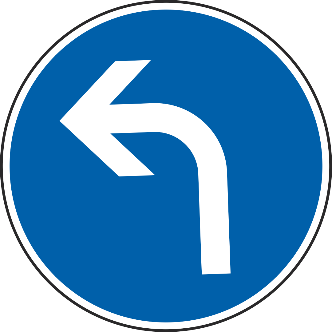 Vorgeschriebene Fahrtrichtung links Vorgeschriebene Fahrtrichtung links