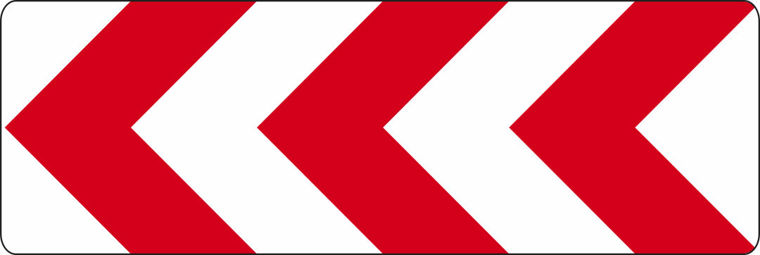 Richtungstafel in Kurven, linksweisend Richtungstafel in Kurven, linksweisend
